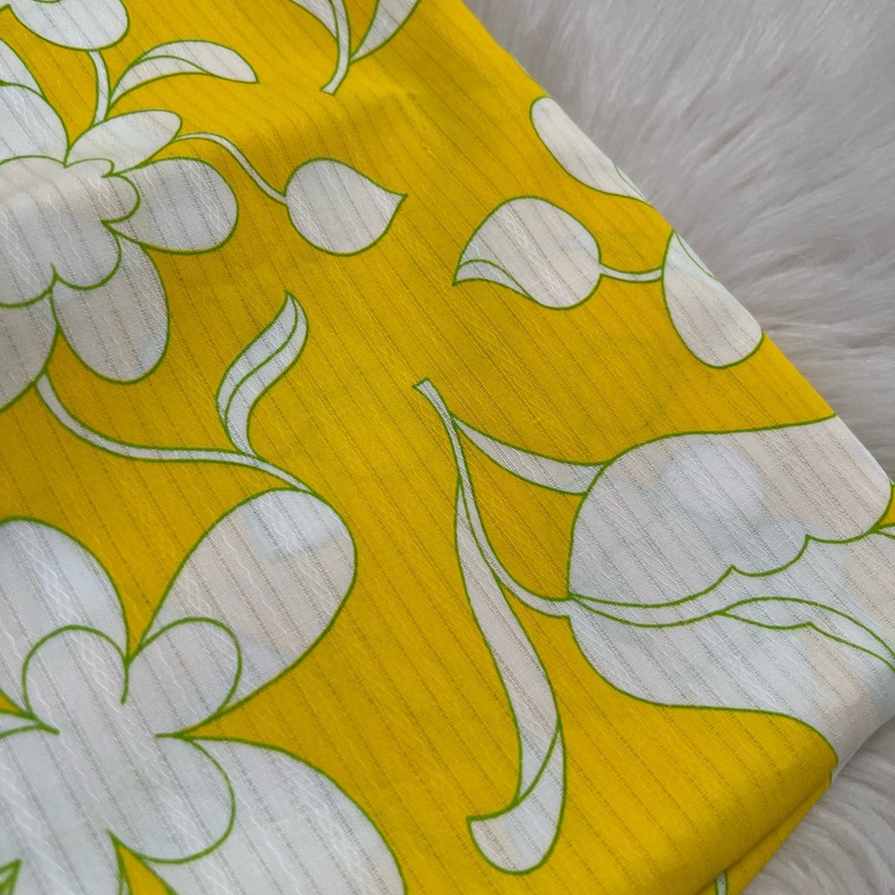 Vintage 70’sFloral Yellow and White Fabric